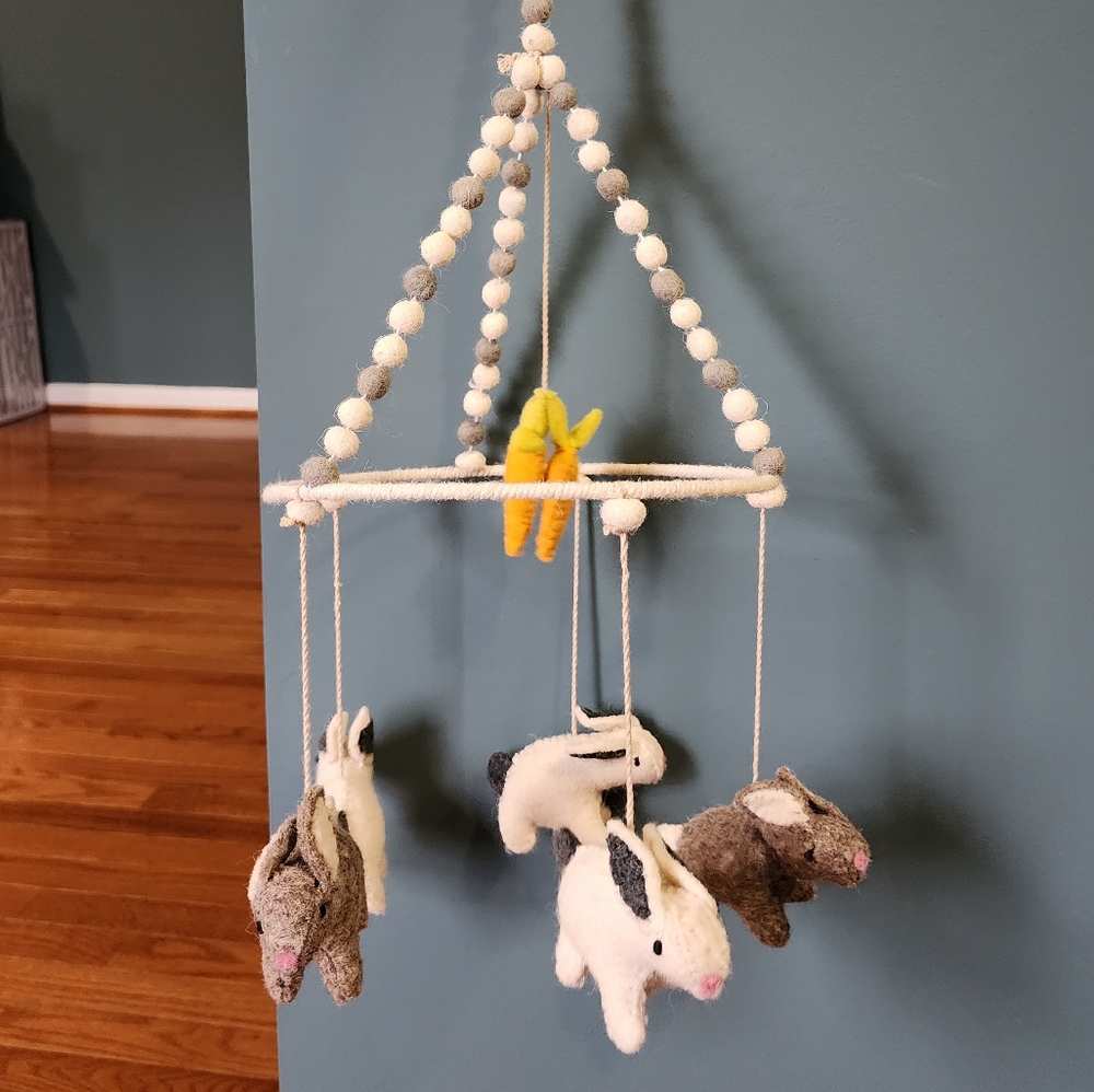 Pehr Felted Wool Tiny Bunny Baby Mobile